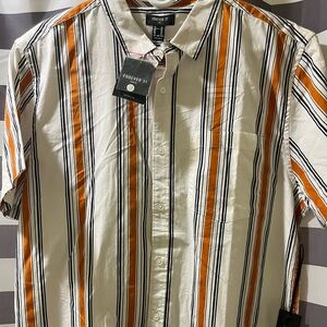 Forever 21 Orange and White Casual Button Down Shirt